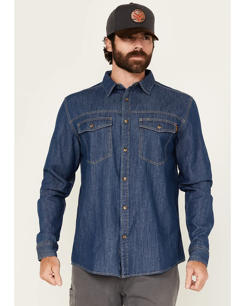 Hawx Men's Core Long Sleeve Snap Denim Work Shirt