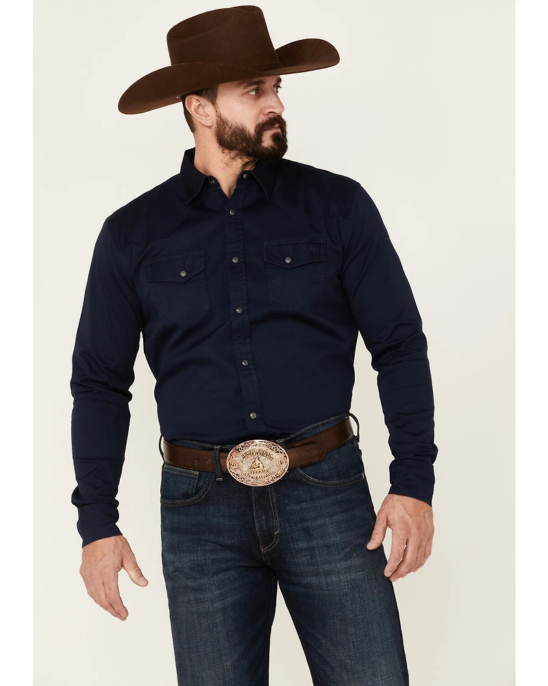 Blue Ranchwear Men's Heavy Twill Long Sleeve Snap Stretch Western Shirt