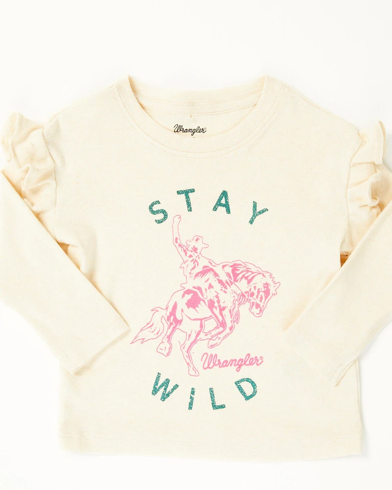 Wrangler Toddler Girls' Stay Wild Long Sleeve Graphic Shirt