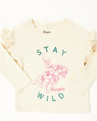 Wrangler Toddler Girls' Stay Wild Long Sleeve Graphic Shirt