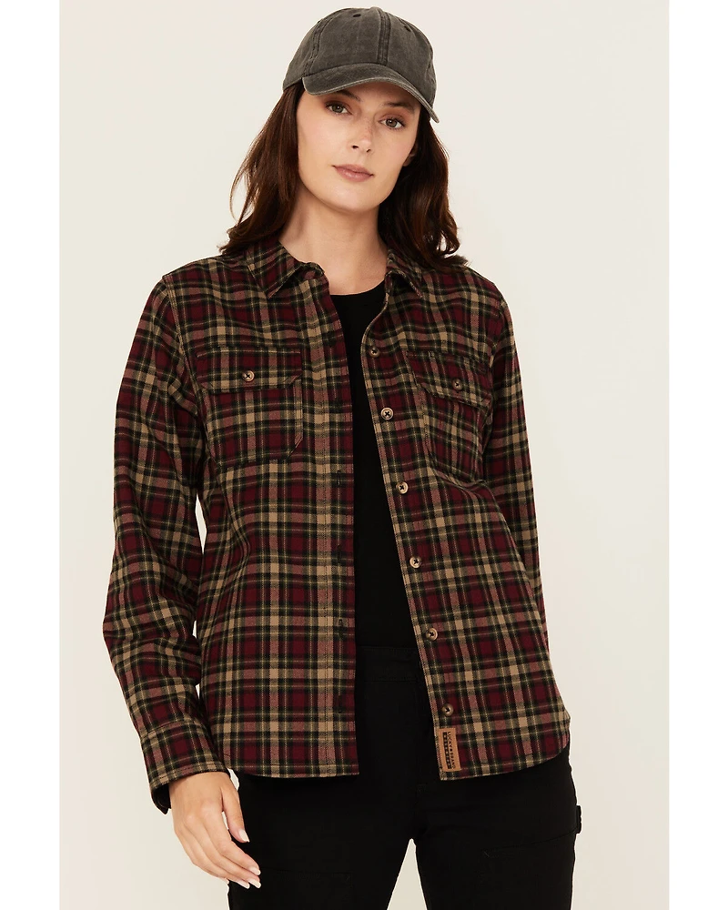 Lucky Brand Workwear Women's Hunter Plaid Print Long Sleeve Button-Down Flannel Shirt