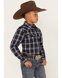 Cody James Boys' Plaid Print Long Sleeve Snap Western Shirt