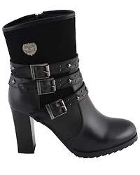 Milwaukee Leather Women's Block Heel Triple Strap Riding Boots - Round Toe
