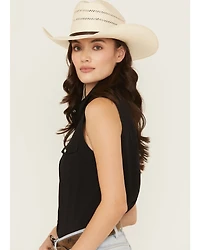 Cowgirl Hardware Women's Solid Sleeveless Rhinestone Snap Western Shirt