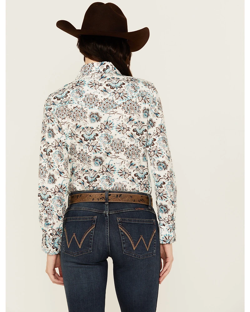 Cowgirl Hardware Women's Paisley Print Long Sleeve Snap Western Shirt