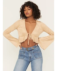 Shyanne Women's Bolero Faux Suede Long Sleeve Shirt