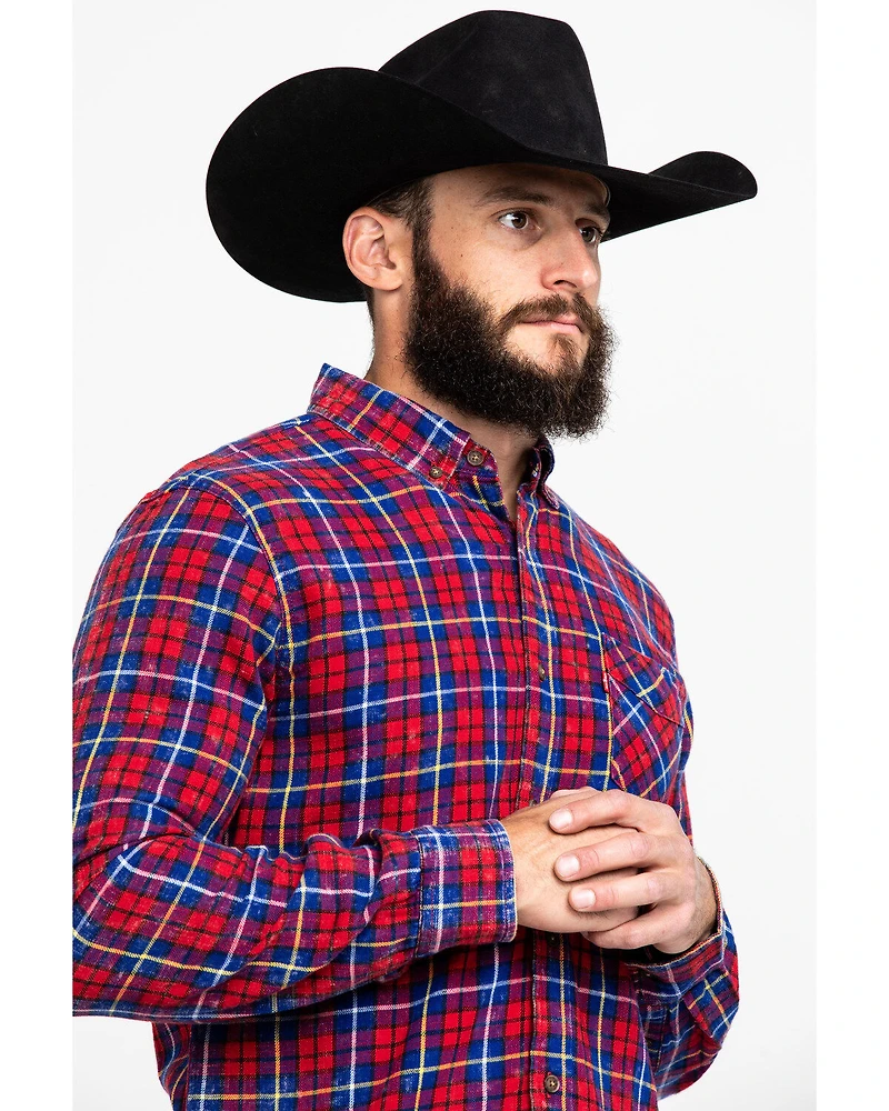 Levi's Men's Red Mondy Plaid Long Sleeve Western Flannel Shirt