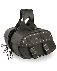 Milwaukee Leather Zip-Off Studded Throw Over Rounded Saddle Bag