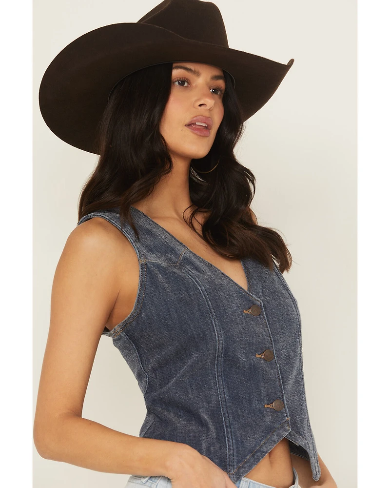 Wrangler Retro Women's Medium Wash Chenille Denim Vest