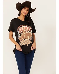 Wrangler Women's Boot Barn Exclusive Cowboy Logo Boyfriend Fit Short Sleeve Graphic Tee