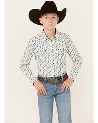 Cody James Boys' Geo Print Long Sleeve Snap Western Shirt