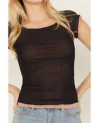 Free People Women's Double Take Short Sleeve Mesh Tee