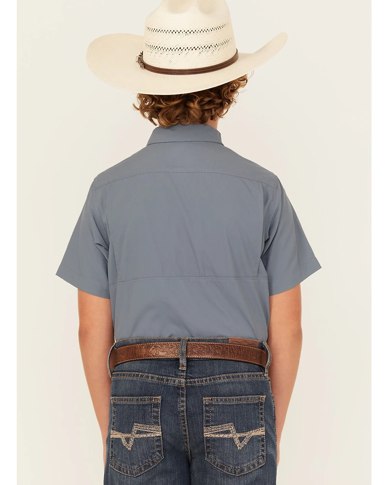 Ariat Boys' VENTEK Solid Short Sleeve Button-Down Western Shirt