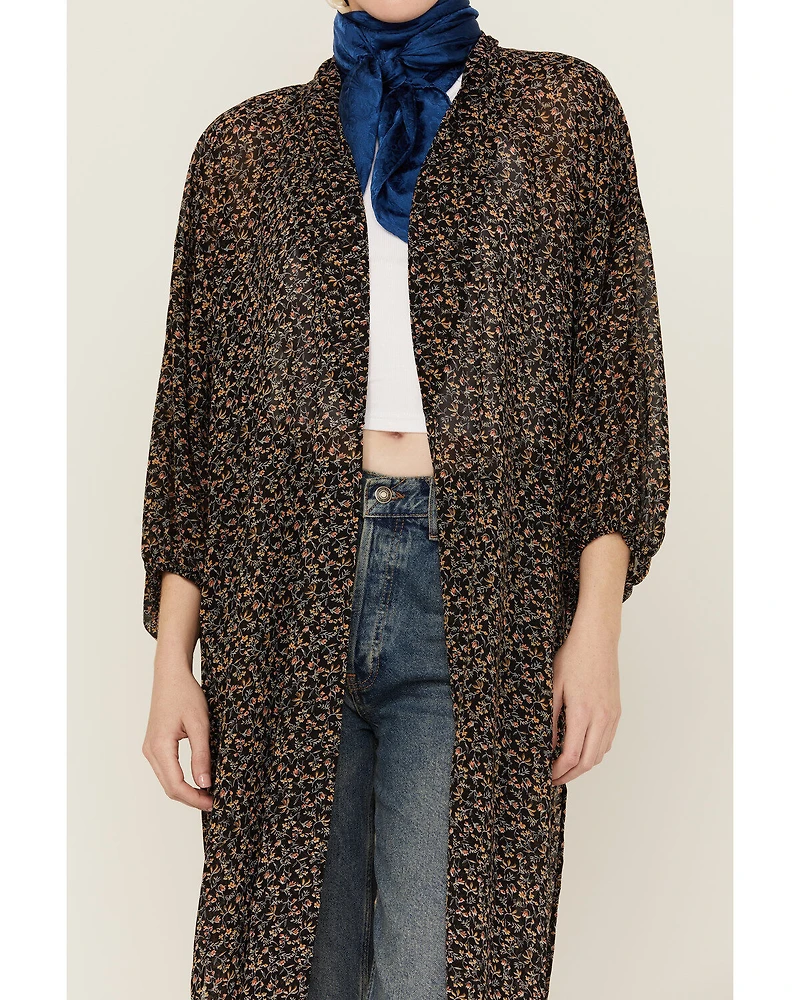 Beyond The Radar Women's Floral Chiffon Duster Maxi Kimono