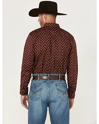 RANK 45® Men's Bronc Buster Geo Print Long Sleeve Button-Down Stretch Western Shirt