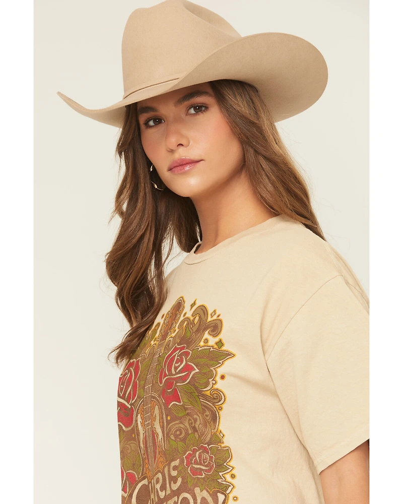 Merch Traffic Women's Chris Stapleton Rose Guitar Short Sleeve Graphic Tee