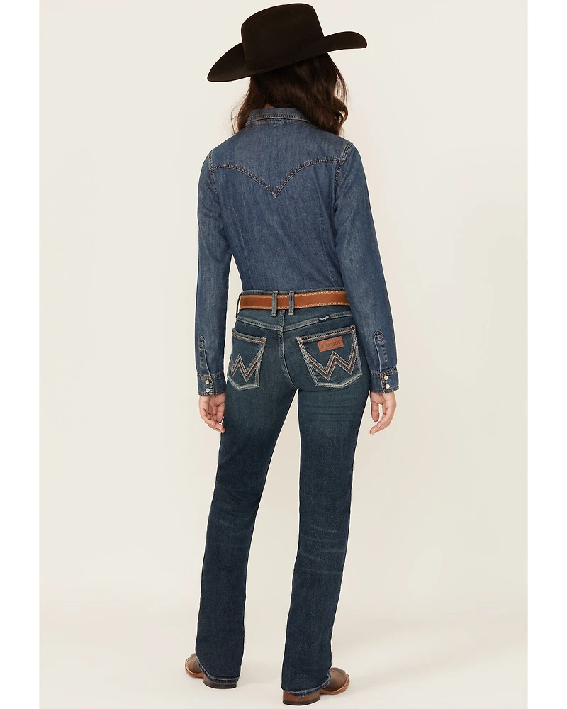 Wrangler Retro Women's Kayla Dark Wash Mid Rise Bootcut Stretch Denim Jeans