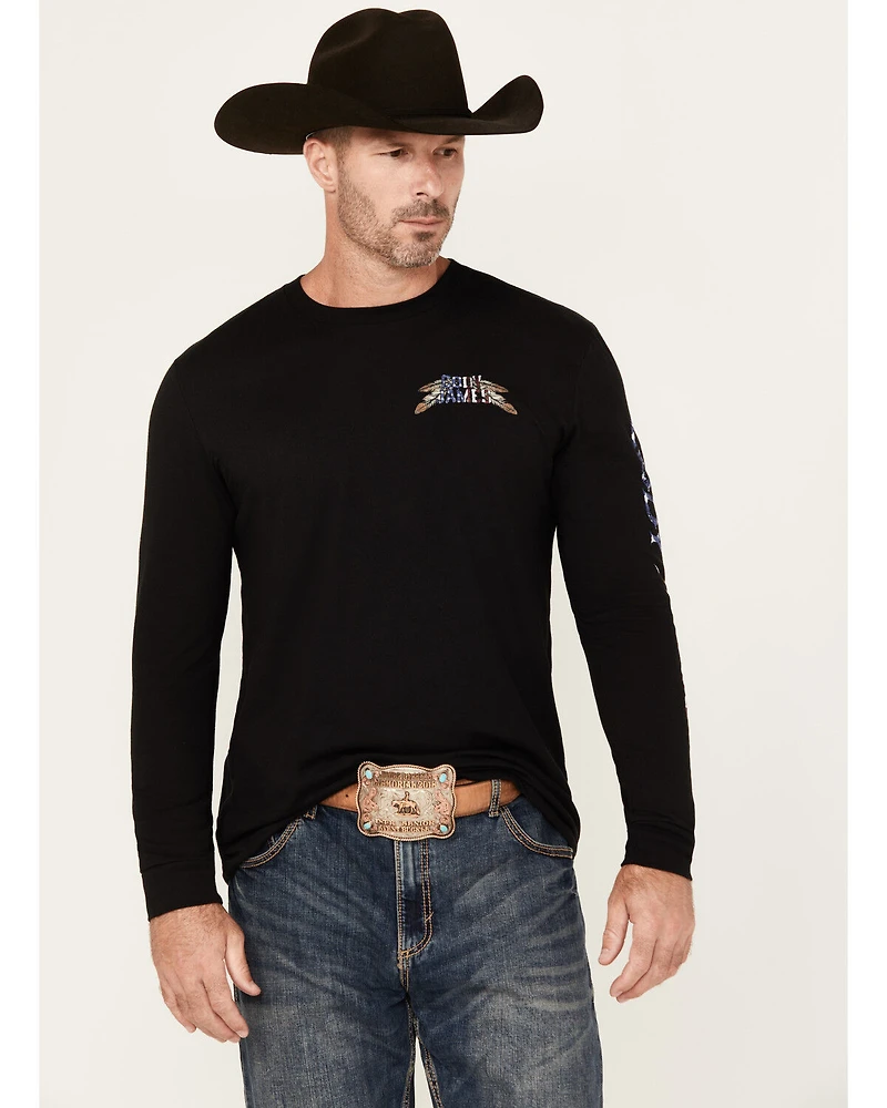 Cody James Men's U.S.A. Skull Long Sleeve Graphic T-Shirt