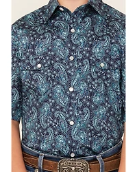 Panhandle Boys' Paisley Print Short Sleeve Snap Western Shirt