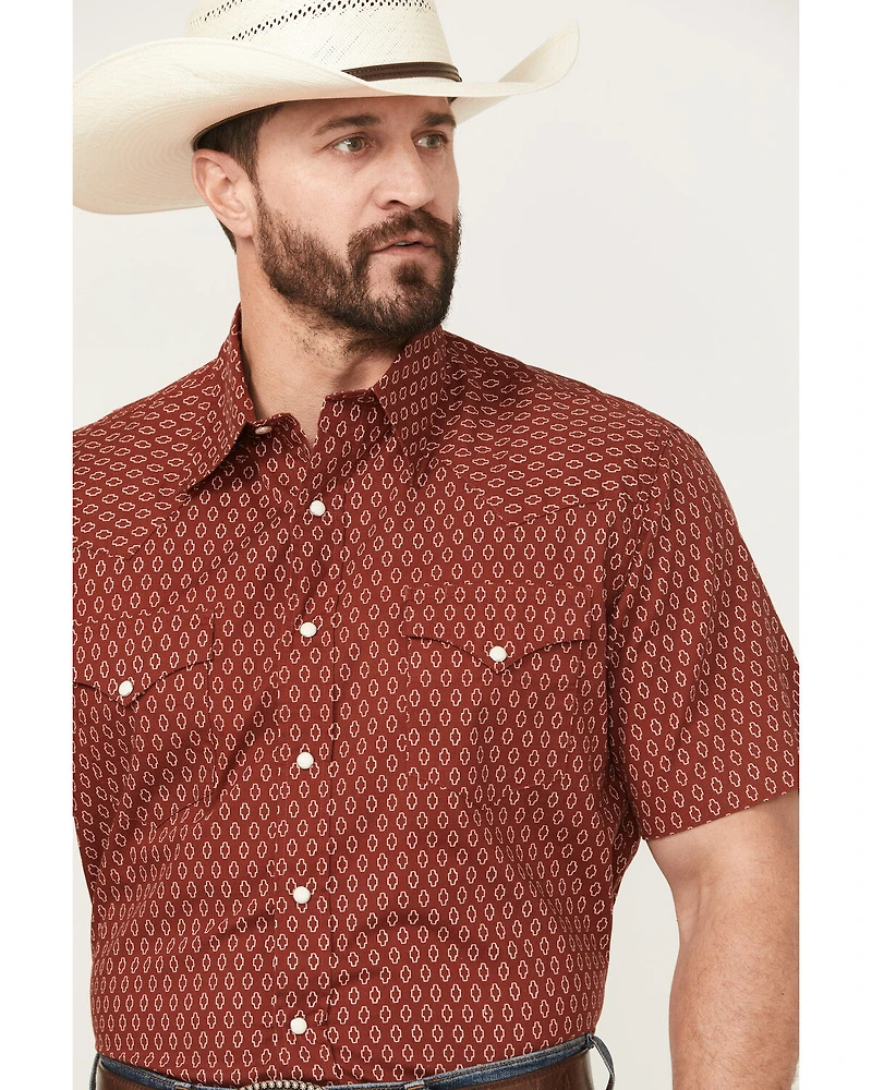 Roper Men's Geo Print Short Sleeve Snap Western Shirt