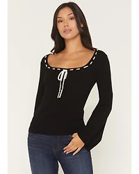 Originality Women's Solid Flared Long Sleeve Sweater