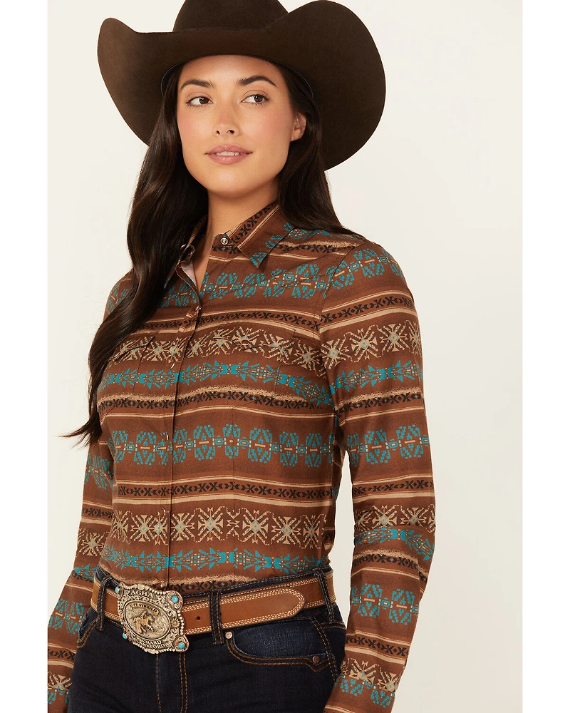 Roper Women's Southwestern Print Long Sleeve Snap Western Shirt
