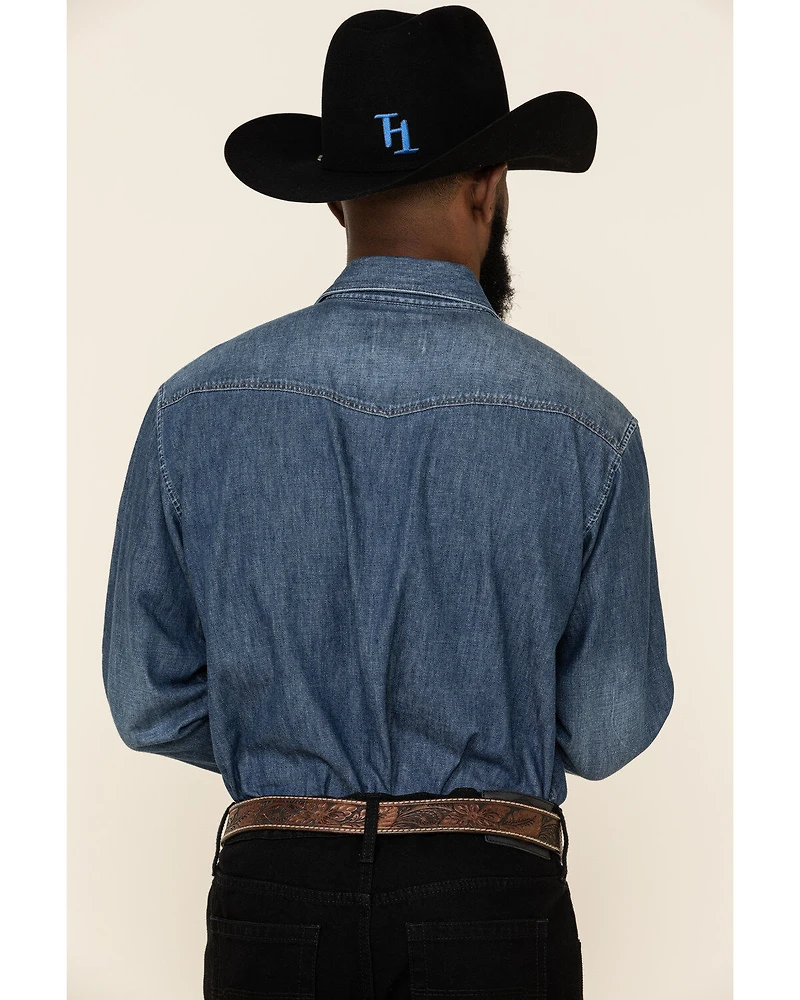 Ariat Men's Retro Stone Washed Denim Long Sleeve Western Shirt