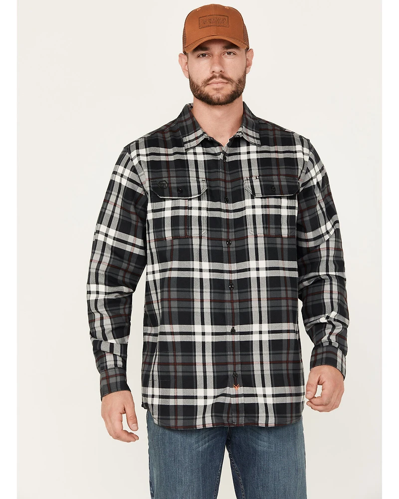 Hawx Men's FR Plaid Print Long Sleeve Button-Down Work Shirt