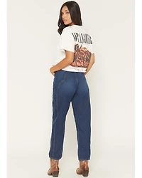 Wrangler Women's Rustlers Retreat Dark Wash High Rise Sleek Barrel Denim Jeans