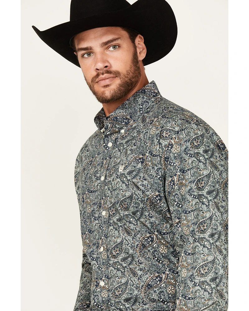 Cinch Men's Paisley Print Long Sleeve Button-Down Stretch Western Shirt