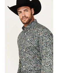 Cinch Men's Paisley Print Long Sleeve Button-Down Stretch Western Shirt