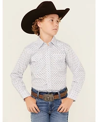 Wrangler Boys' 20x Geo Print Long Sleeve Snap Western Shirt