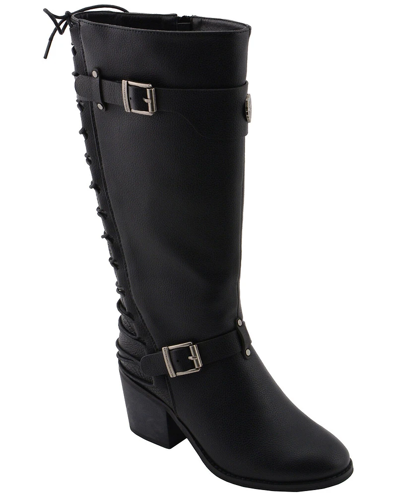 Milwaukee Leather Women's Back End Laced Riding Boots - Round Toe
