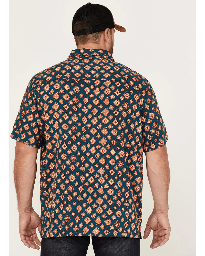 Gibson Men's Honky Tonk Southwestern Print Short Sleeve Button-Down Western Shirt