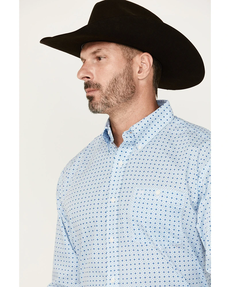 Wrangler Men's Geo Print Long Sleeve Button-Down Western Shirt