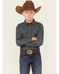 Cody James Boys' Slingshot Medallion Print Long Sleeve Snap Western Shirt