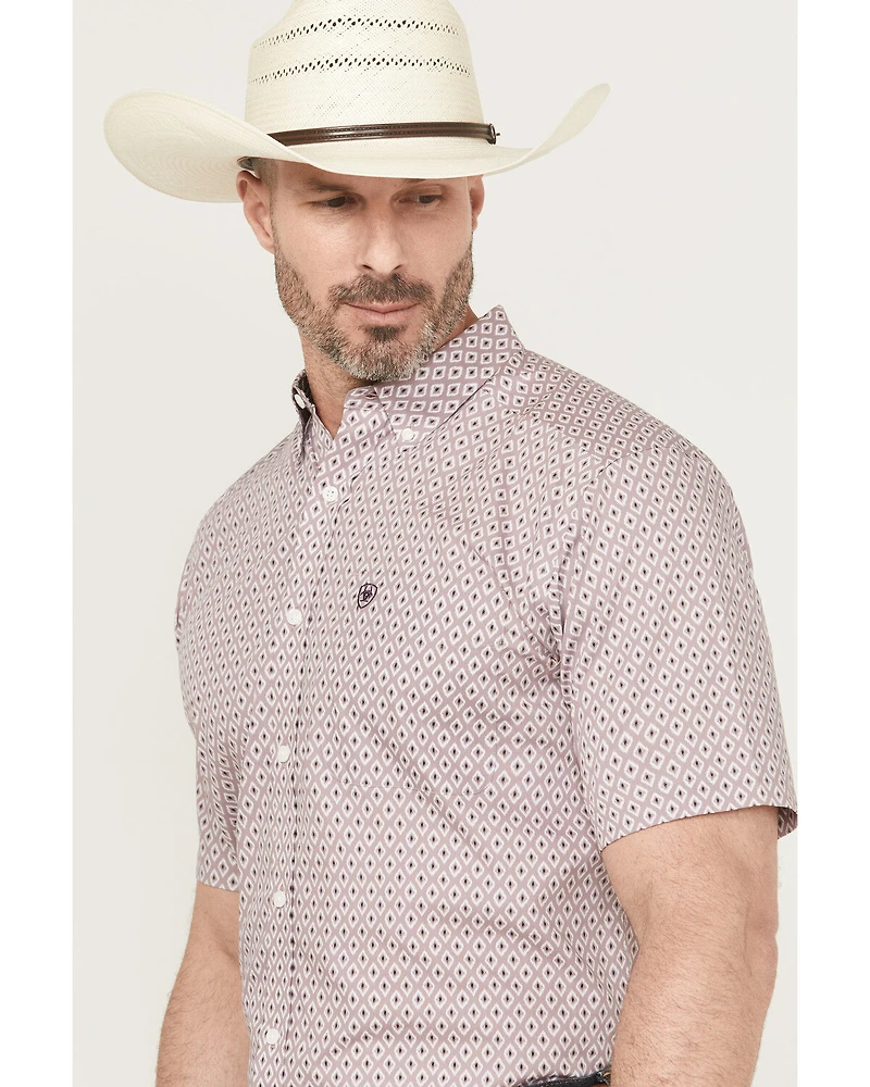 Ariat Men's Rafael Wrinkle Free Geo Print Short Sleeve Button-Down Western Shirt