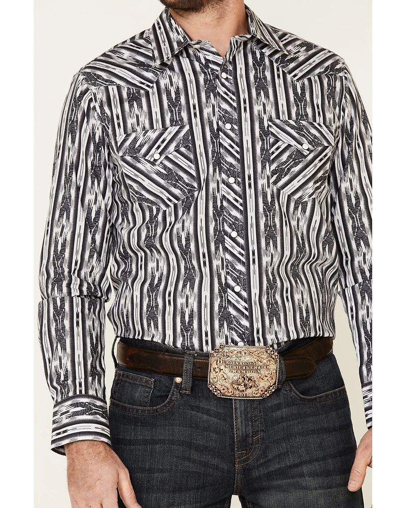 Rock & Roll Denim Men's Southwestern Striped Long Sleeve Snap Western Shirt