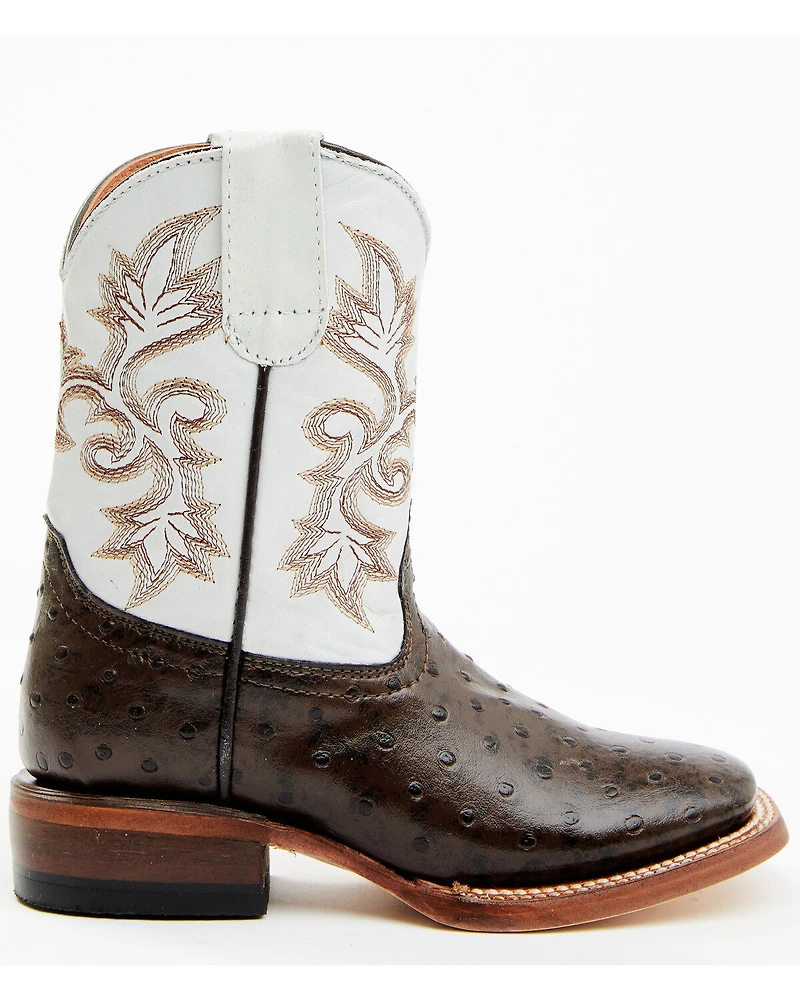 Tanner Mark Boys' Ostrich Print Western Boots - Broad Square Toe