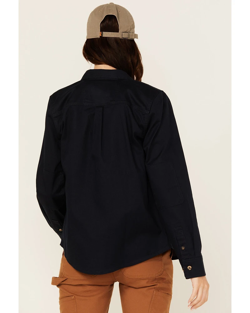 Lucky Brand Workwear Women's Solid Twill Long Sleeve Button-Down Stretch Work Shirt