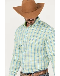 Panhandle Select Men's Plaid Print Long Sleeve Button-Down Western Shirt