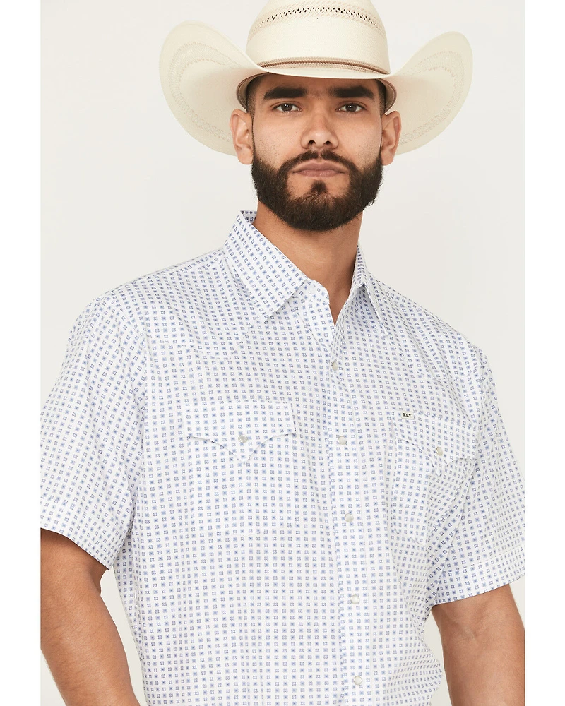 Ely Walker Men's Geo Print Short Sleeve Snap Western Shirt