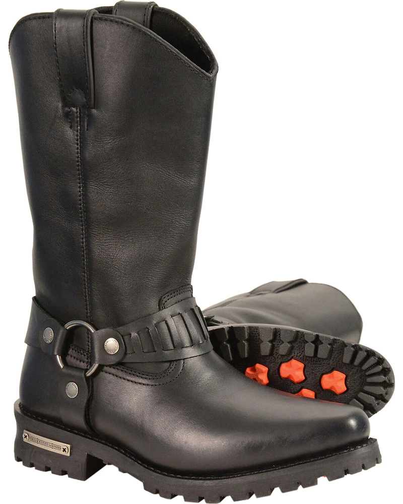 Milwaukee Leather Men's 11" Western Style Harness Boots - Square Toe