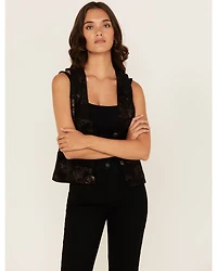 Shyanne Women's Metallic Printed Faux Suede Vest