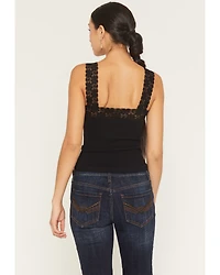 By Together Women's Seamless Lace Ribbed Tank