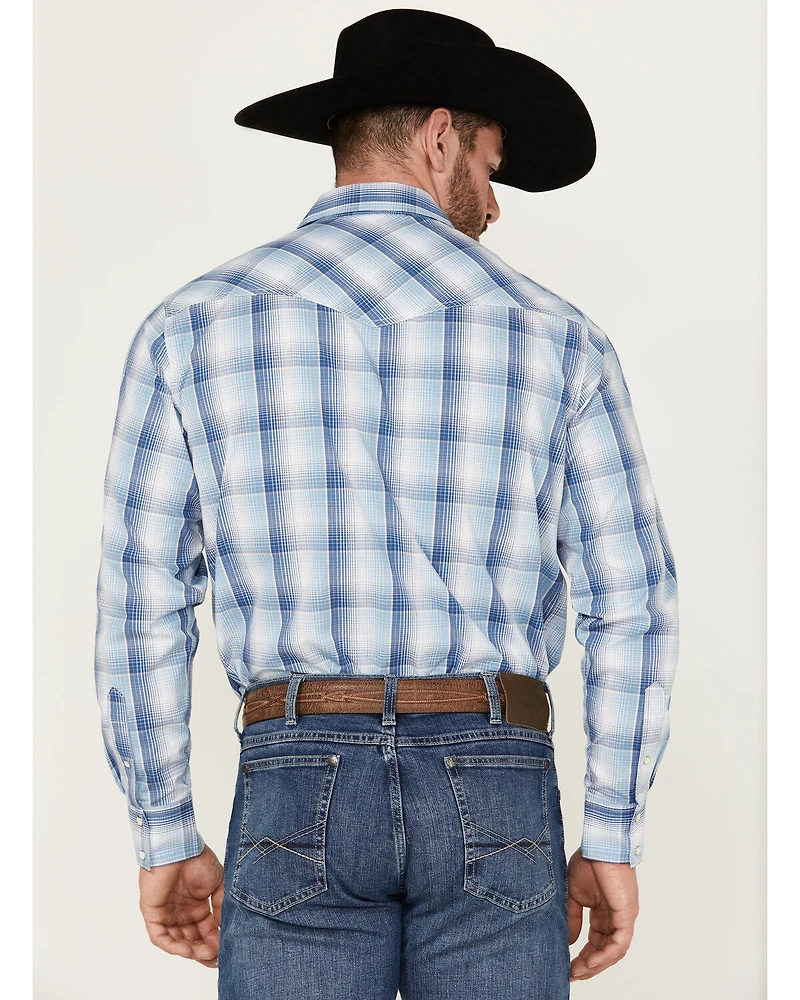 Wrangler 20X Men's Advanced Comfort Plaid Print Long Sleeve Snap Stretch Western Shirt