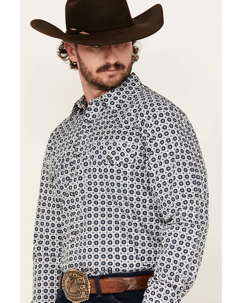 Gibson Trading Co Men's Sprout Geo Print Long Sleeve Snap Stretch Western Shirt