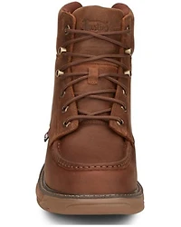 Justin Men's Rush Waterproof 6" Lace-Up Nano Non-Comp Wedge Work Boots - Moc Toe