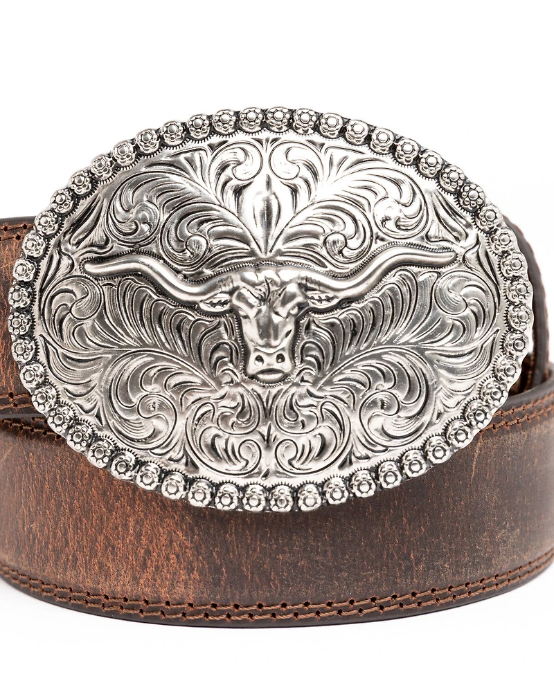 Cody James Boys' Longhorn Plaque Buckle Belt