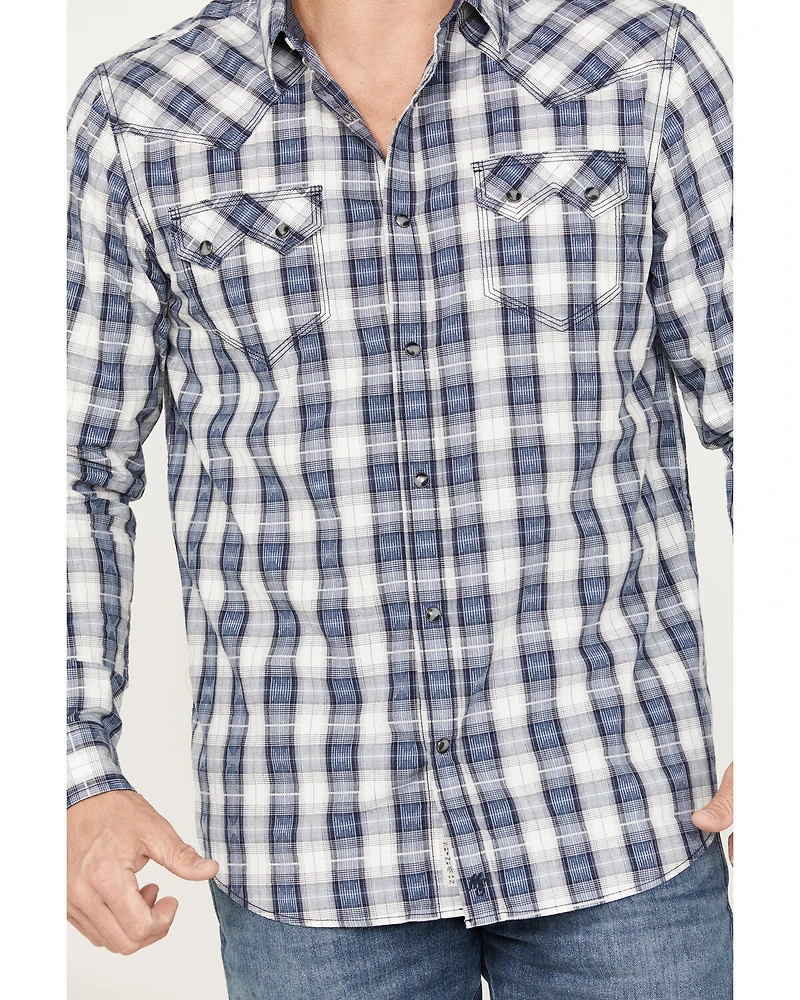 Moonshine Spirit Men's Rattler Plaid Print Long Sleeve Western Snap Shirt
